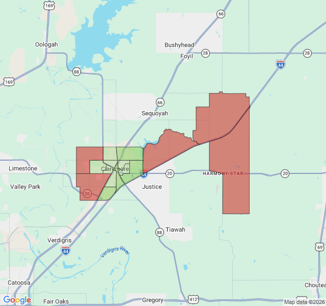 Map of septic coverage in Claremore, OK