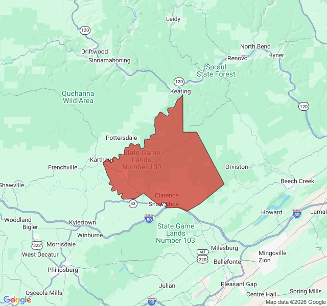 Map of septic coverage in Clarence, PA