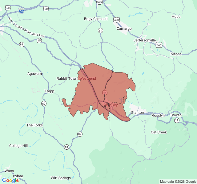 Map of septic coverage in Clay City, KY
