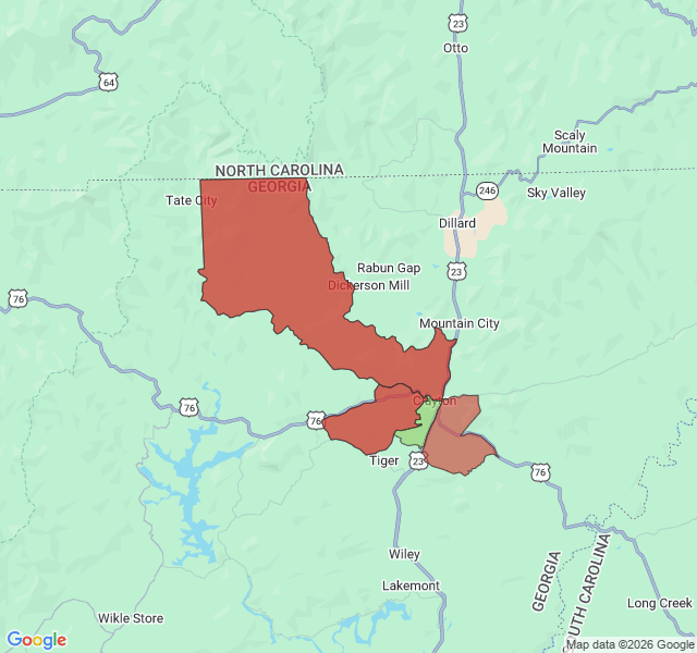 Map of septic coverage in Clayton, GA