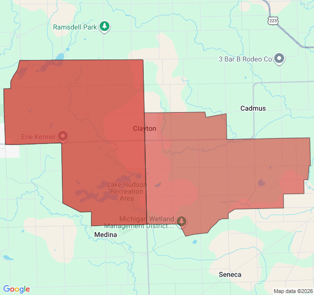 Map of septic coverage in Clayton, MI