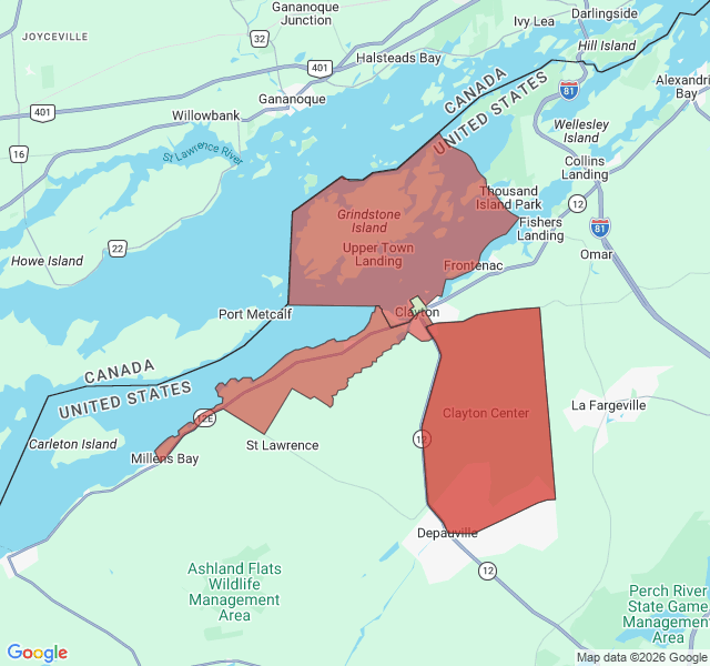 Map of septic coverage in Clayton, NY