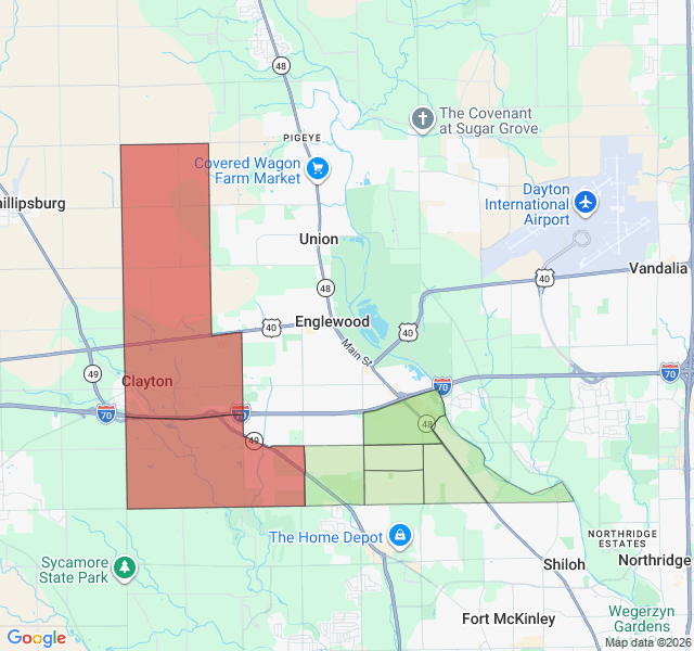 Map of septic coverage in Clayton, OH