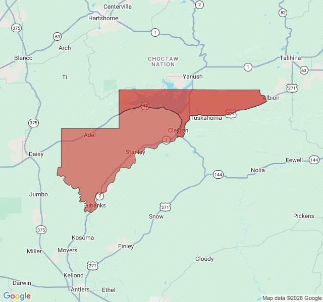 Map of septic coverage in Clayton, OK