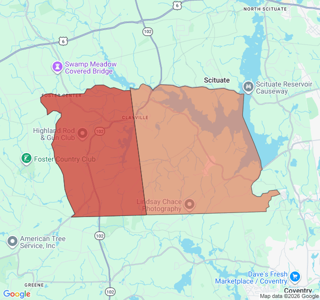 Map of septic coverage in Clayville, RI