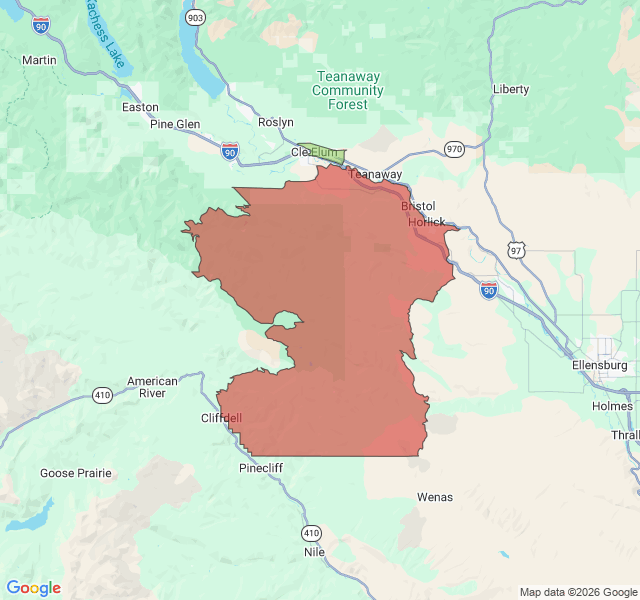Map of septic coverage in Cle Elum, WA
