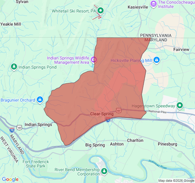 Map of septic coverage in Clear Spring, MD