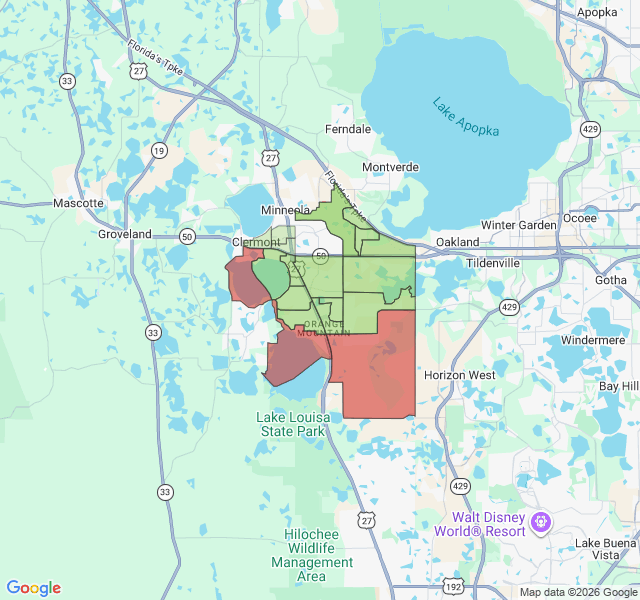 Map of septic coverage in Clermont, FL