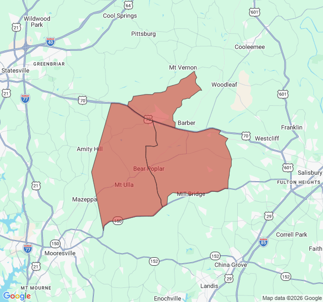 Map of septic coverage in Cleveland, NC
