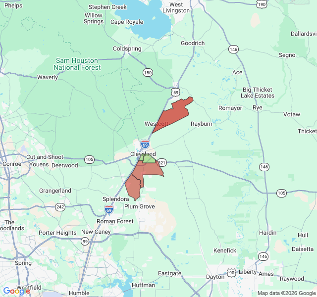 Map of septic coverage in Cleveland, TX
