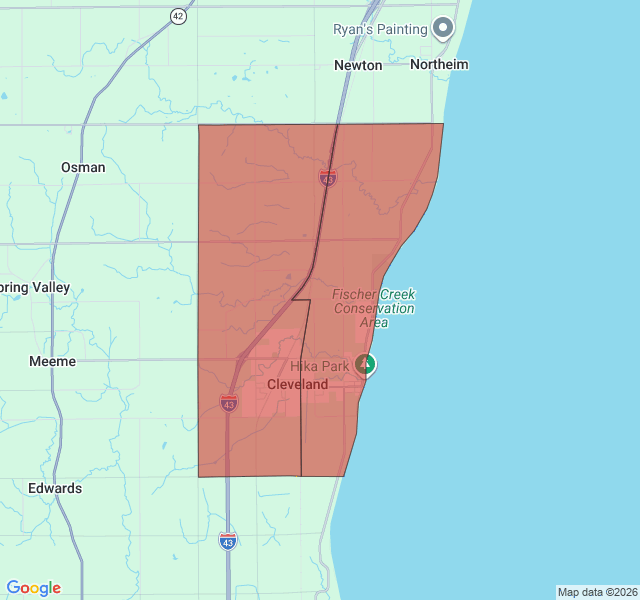 Map of septic coverage in Cleveland, WI