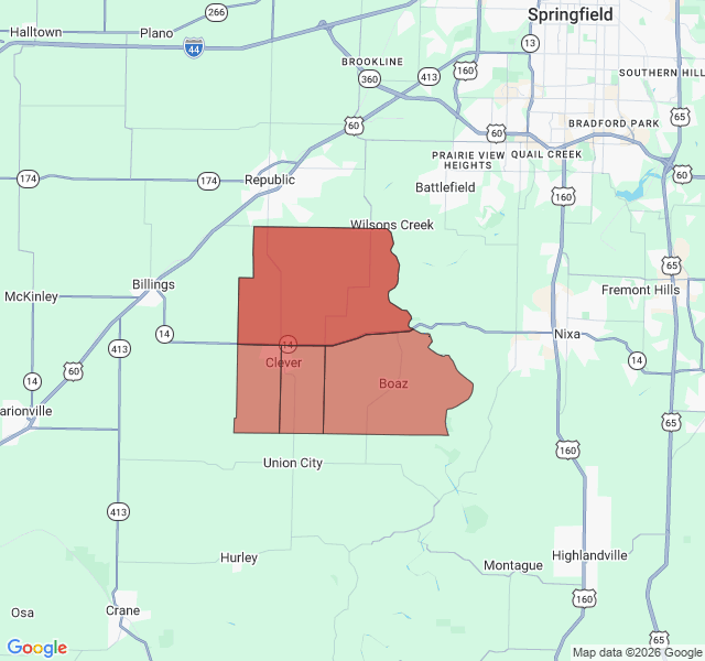 Map of septic coverage in Clever, MO