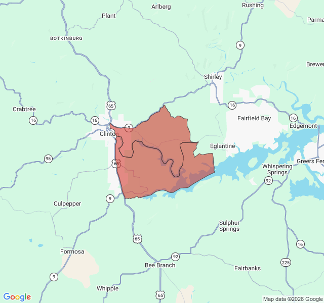 Map of septic coverage in Clinton, AR