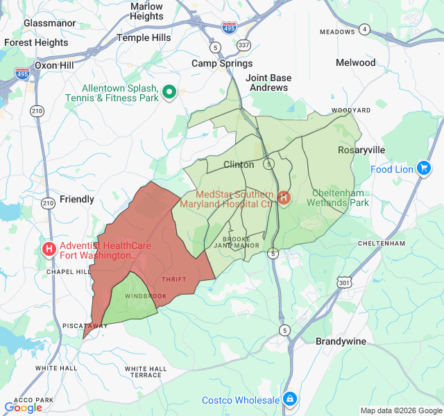 Map of septic coverage in Clinton, MD