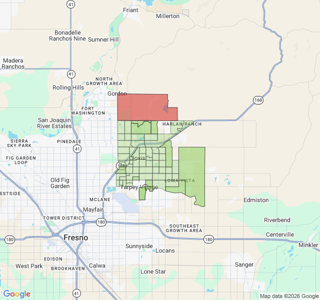 Map of septic coverage in Clovis, CA