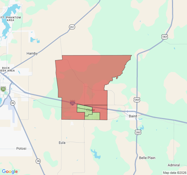 Map of septic coverage in Clyde, TX
