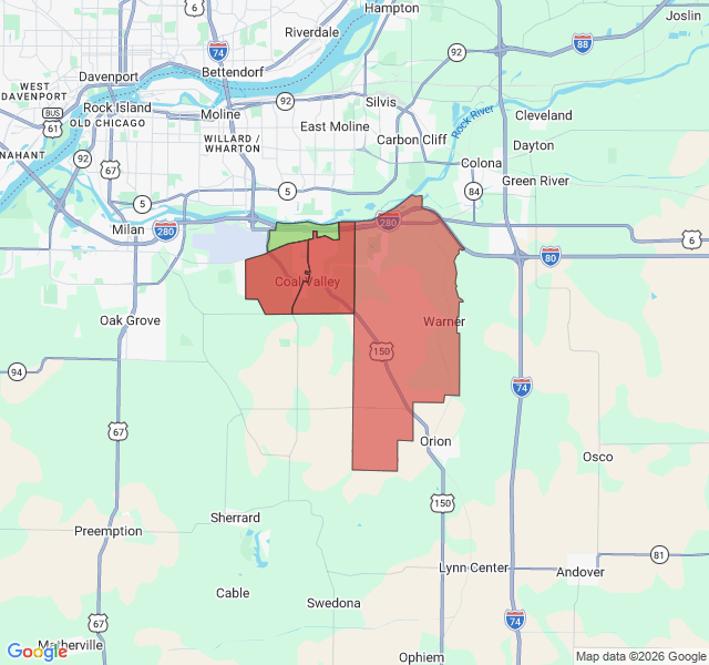 Map of septic coverage in Coal Valley, IL