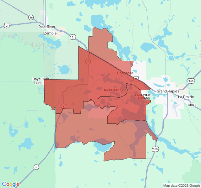 Map of septic coverage in Cohasset, MN