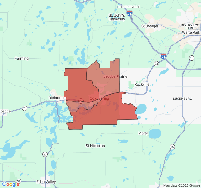 Map of septic coverage in Cold Spring, MN