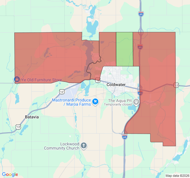 Map of septic coverage in Coldwater, MI