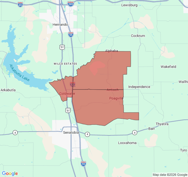 Map of septic coverage in Coldwater, MS
