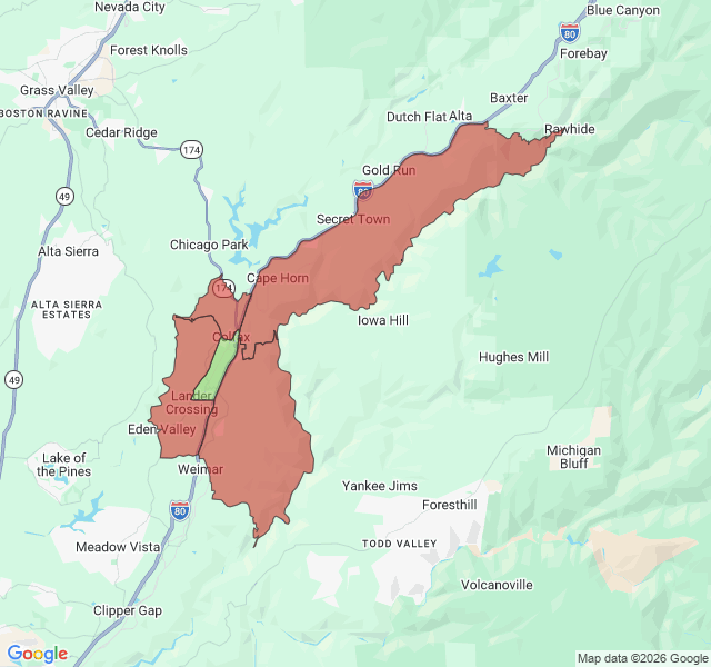 Map of septic coverage in Colfax, CA