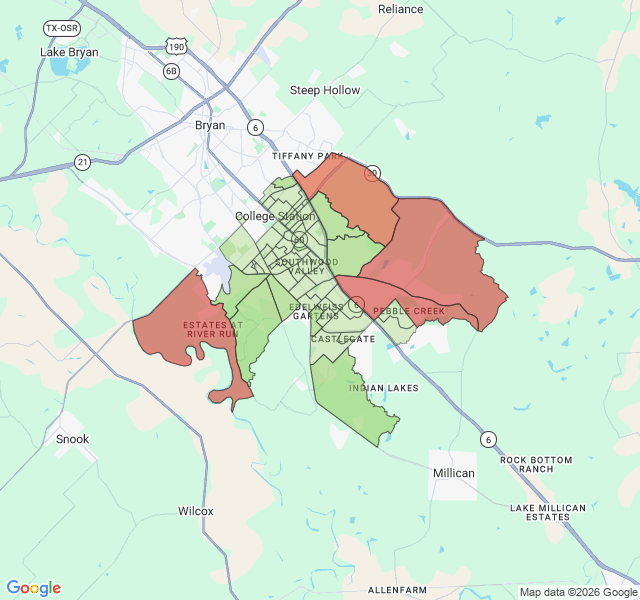 Map of septic coverage in College Station, TX