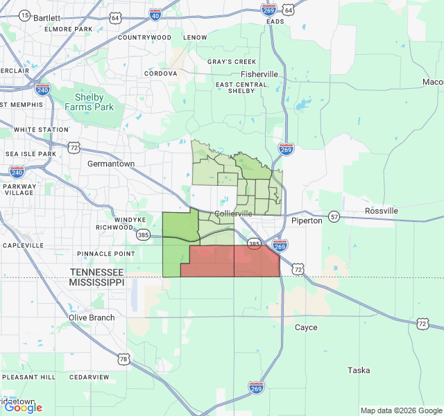 Map of septic coverage in Collierville, TN