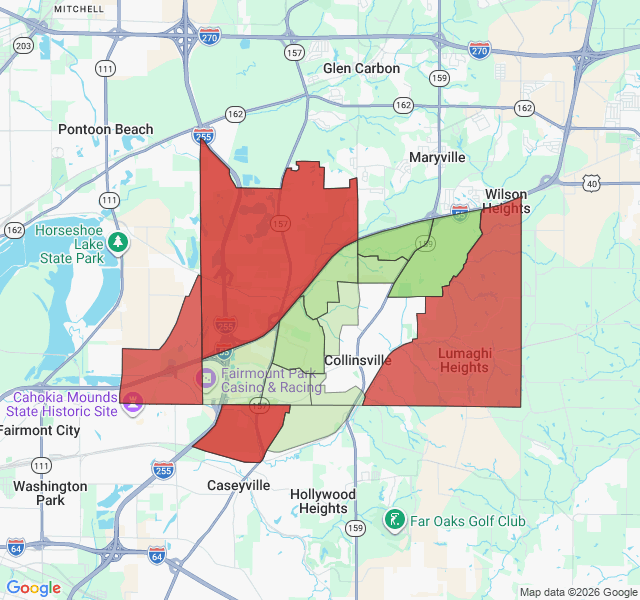 Map of septic coverage in Collinsville, IL
