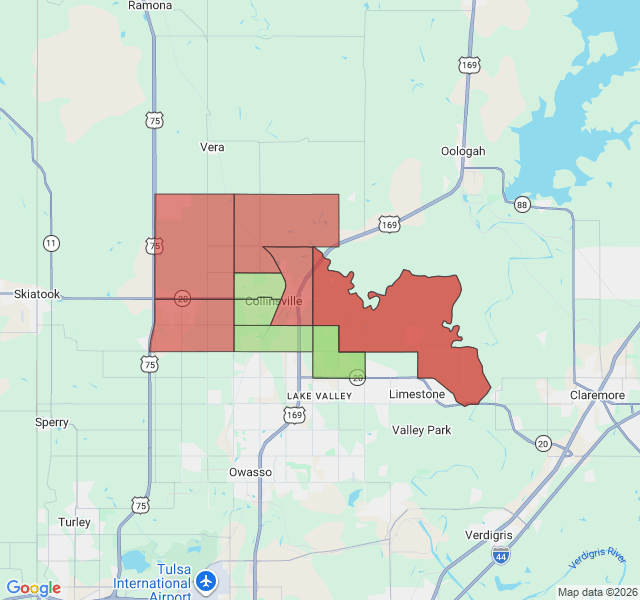 Map of septic coverage in Collinsville, OK