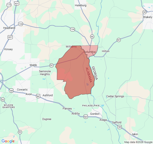 Map of septic coverage in Columbia, AL