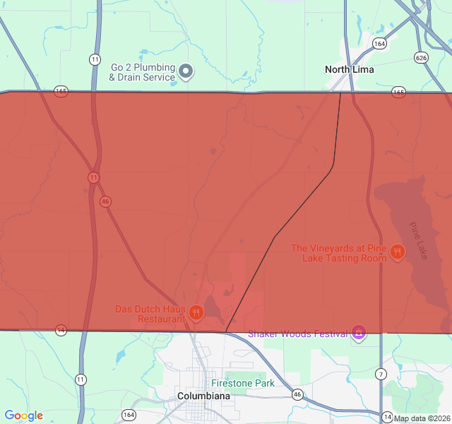 Map of septic coverage in Columbiana, OH