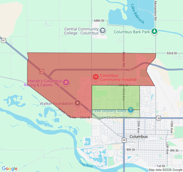 Map of septic coverage in Columbus, NE