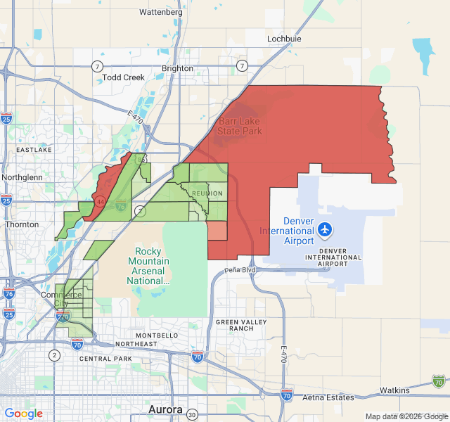Map of septic coverage in Commerce City, CO