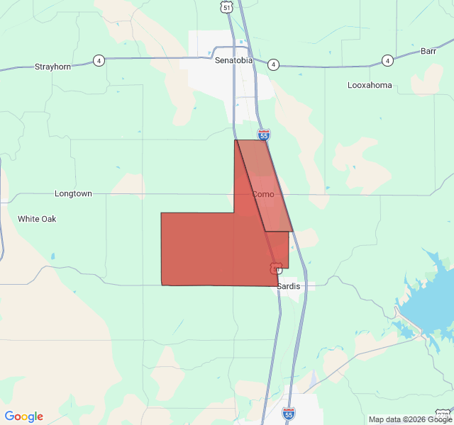 Map of septic coverage in Como, MS