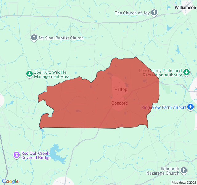 Map of septic coverage in Concord, GA