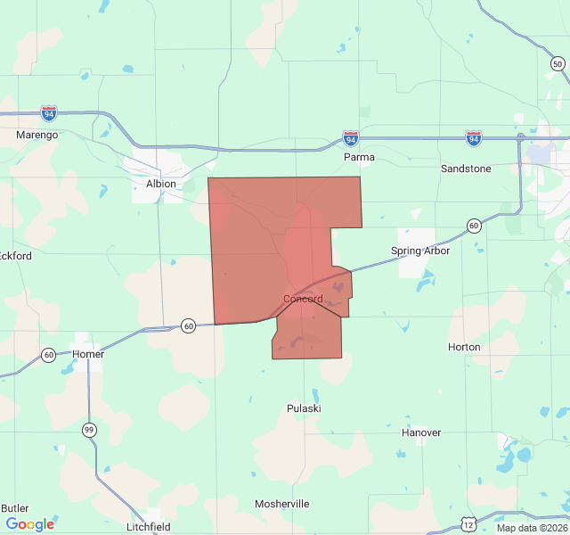Map of septic coverage in Concord, MI