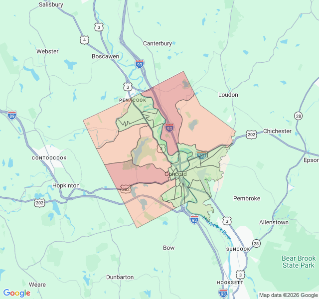 Map of septic coverage in Concord, NH
