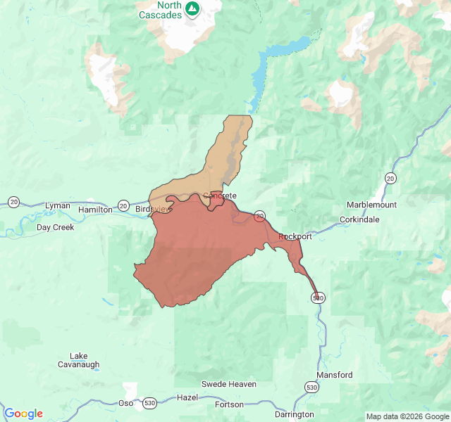 Map of septic coverage in Concrete, WA