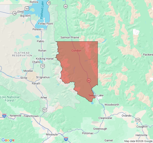 Map of septic coverage in Condon, MT