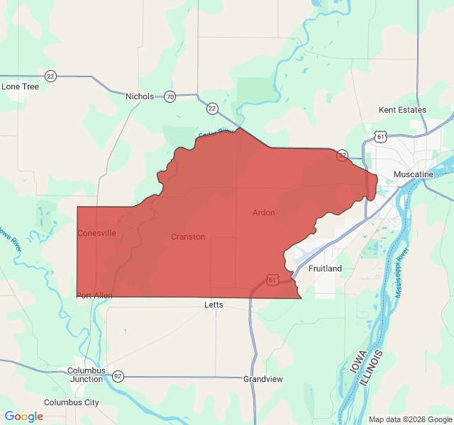 Map of septic coverage in Conesville, IA