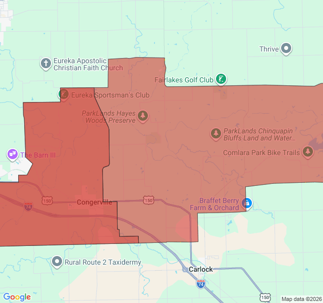 Map of septic coverage in Congerville, IL