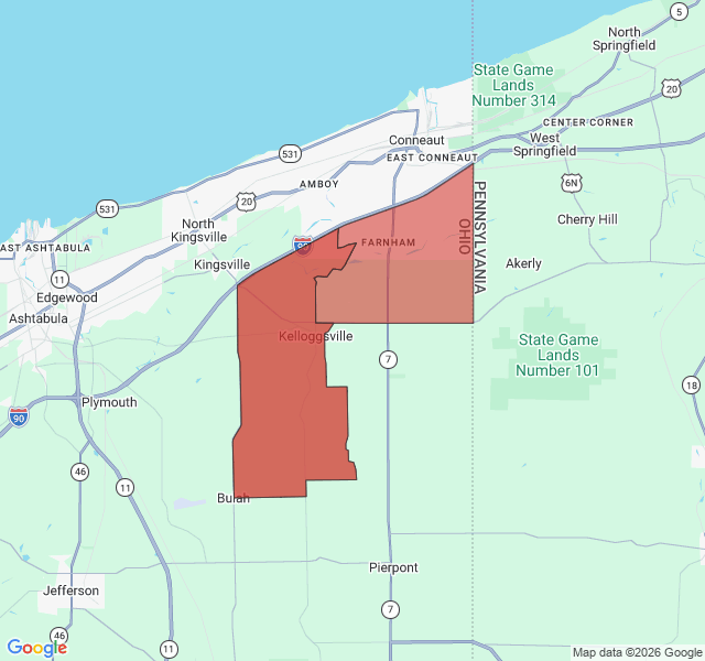 Map of septic coverage in Conneaut, OH