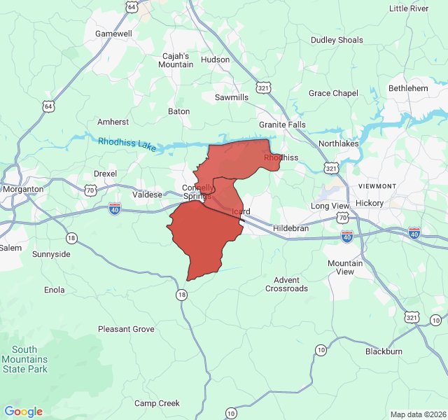 Map of septic coverage in Connelly Springs, NC