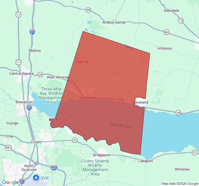 Map of septic coverage in Constantia, NY