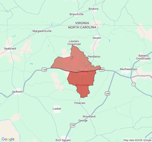 Map of septic coverage in Conway, NC