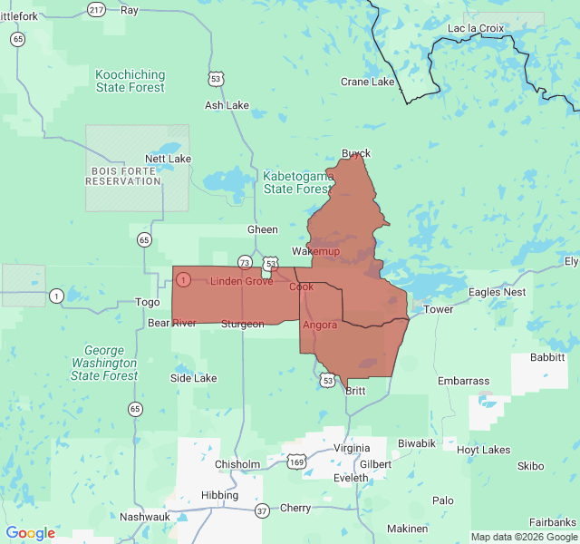 Map of septic coverage in Cook, MN