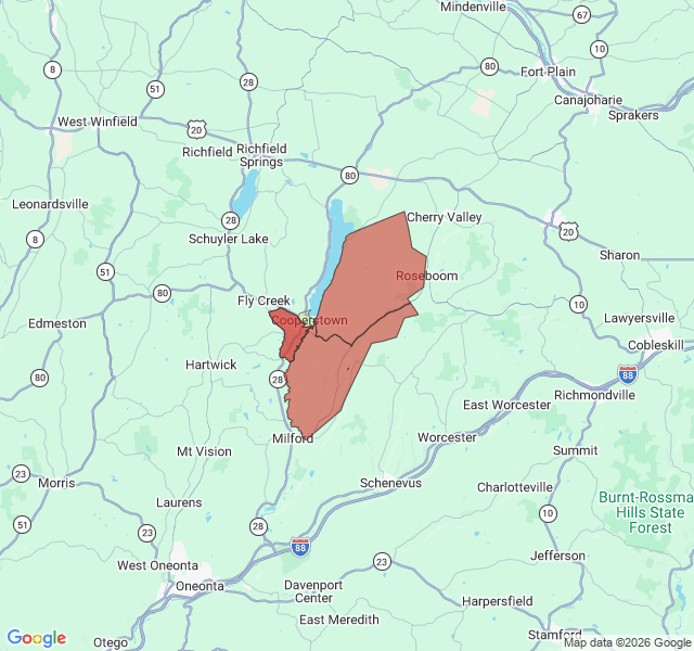 Map of septic coverage in Cooperstown, NY