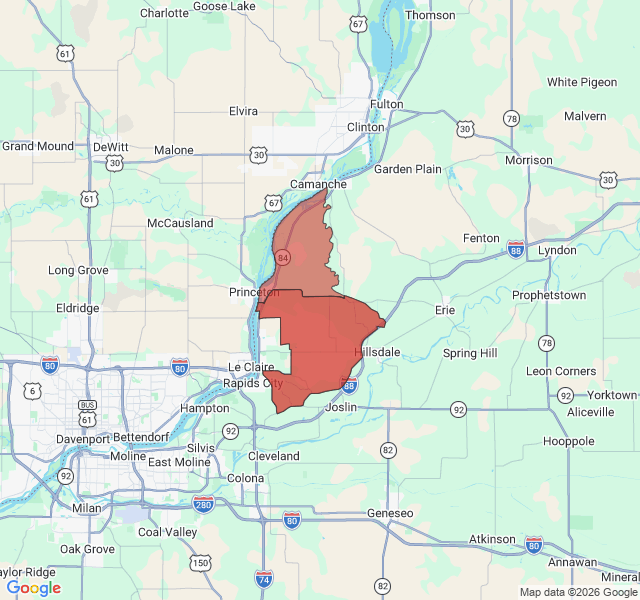 Map of septic coverage in Cordova, IL