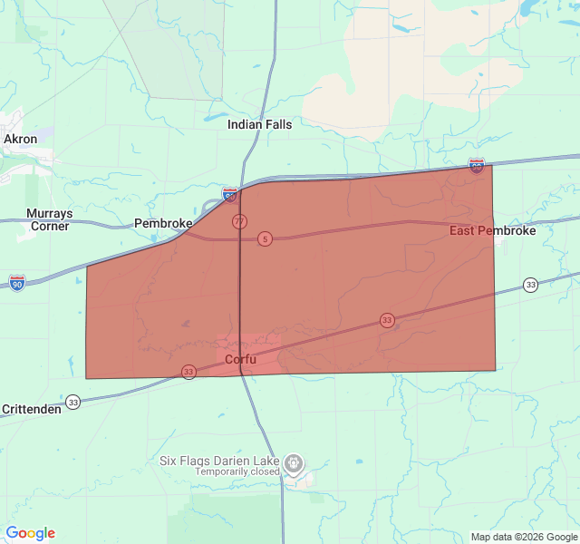 Map of septic coverage in Corfu, NY